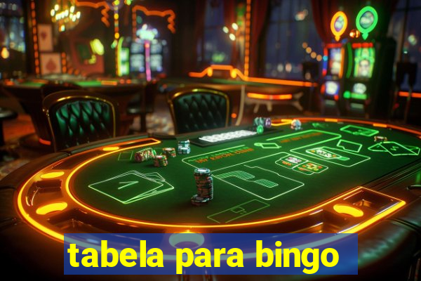 tabela para bingo